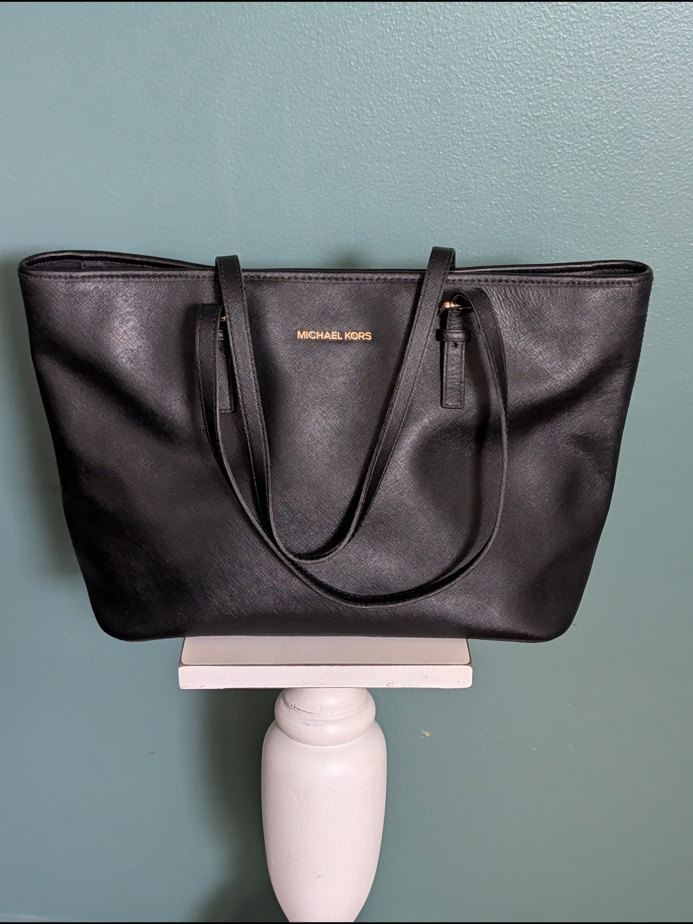 Michael Kors Black Jet Set Leather Tote Bag